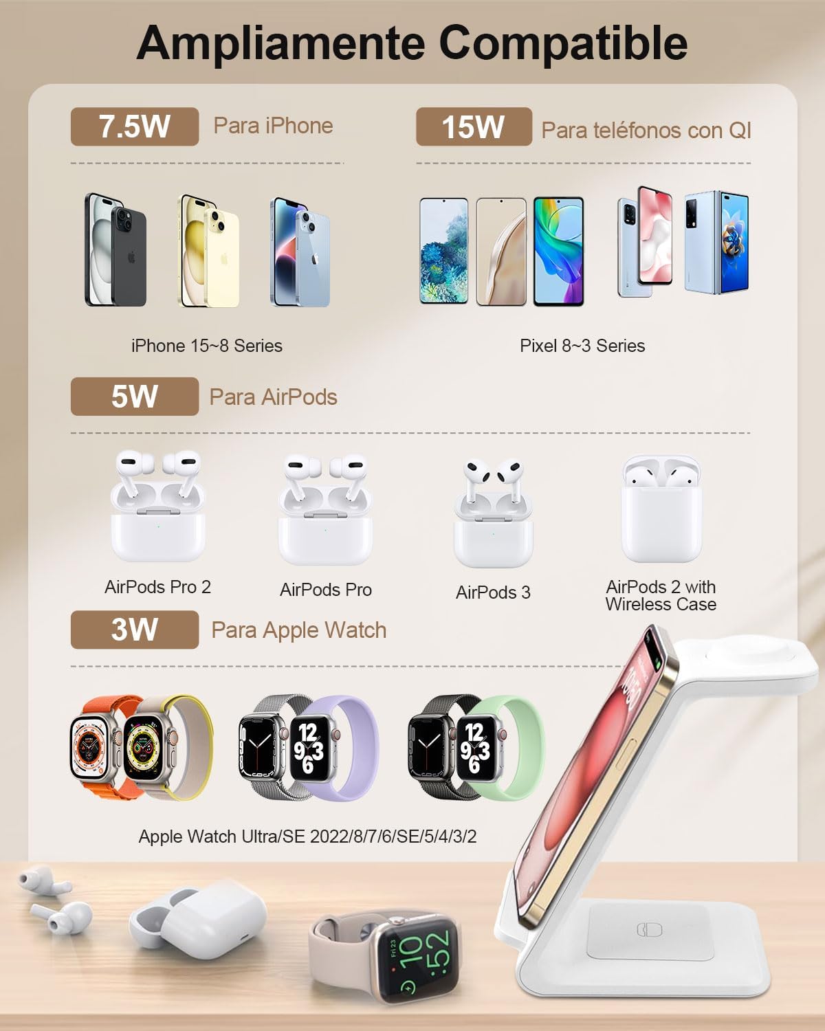 Cargador Inalámbrico 3en1