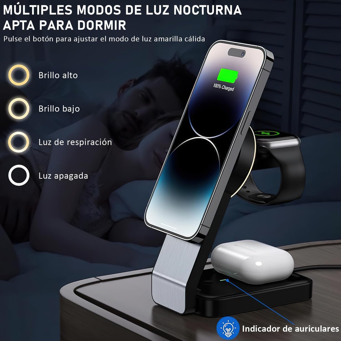 Cargador inalámbrico para dispositivos Apple