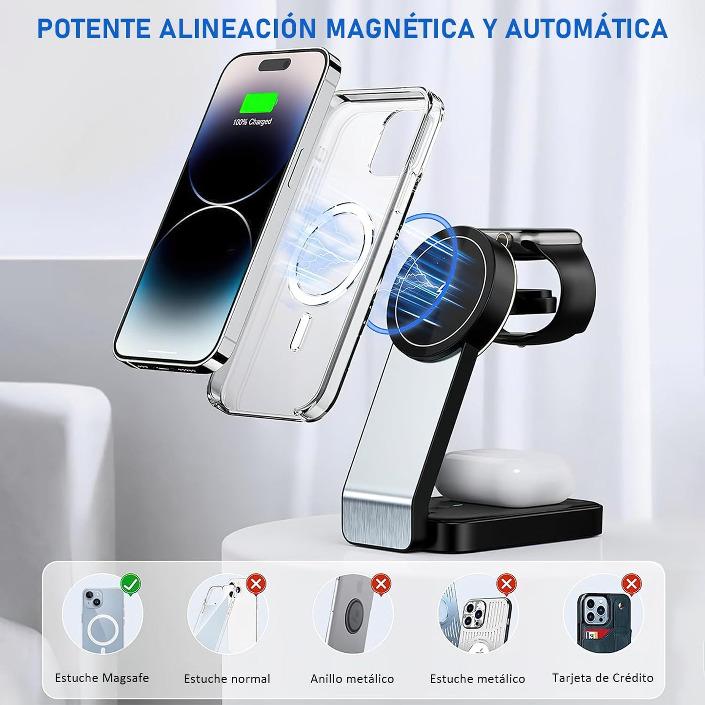 Cargador inalámbrico para dispositivos Apple